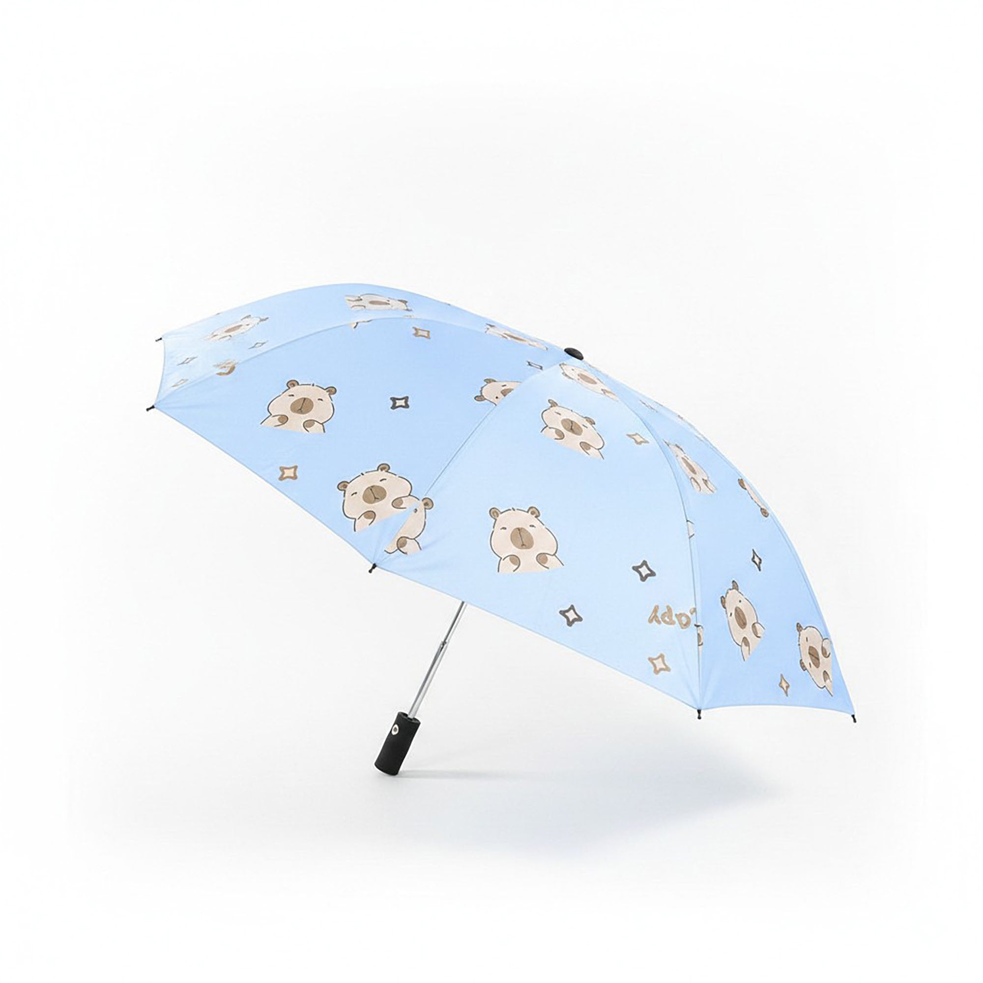 Anna-Kaci Bear Print Compact Folding Umbrella with Automatic Open and Matching Storage Sleeve