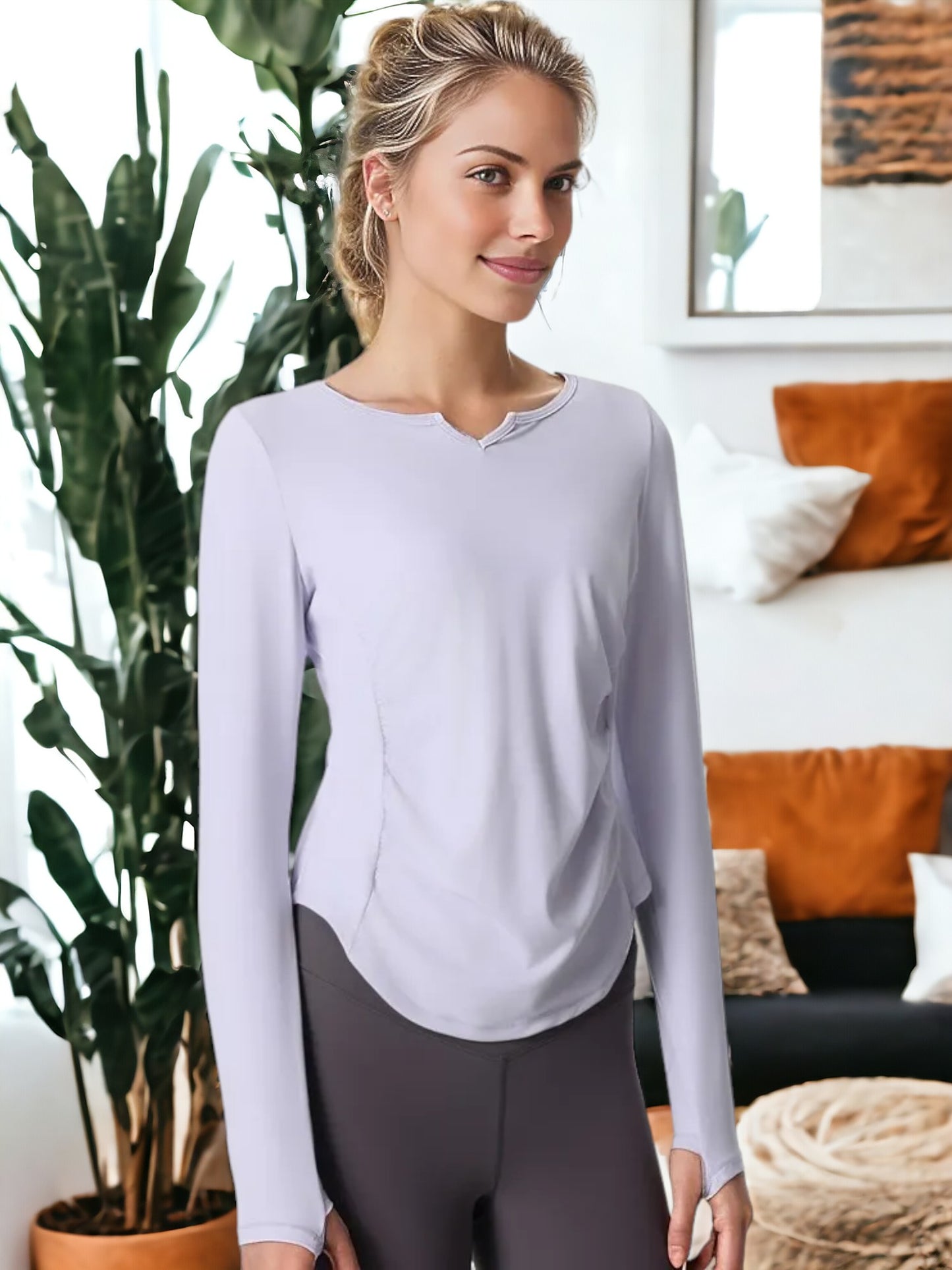 Sudadera de yoga de manga larga, holgada, ajustada y de secado rápido