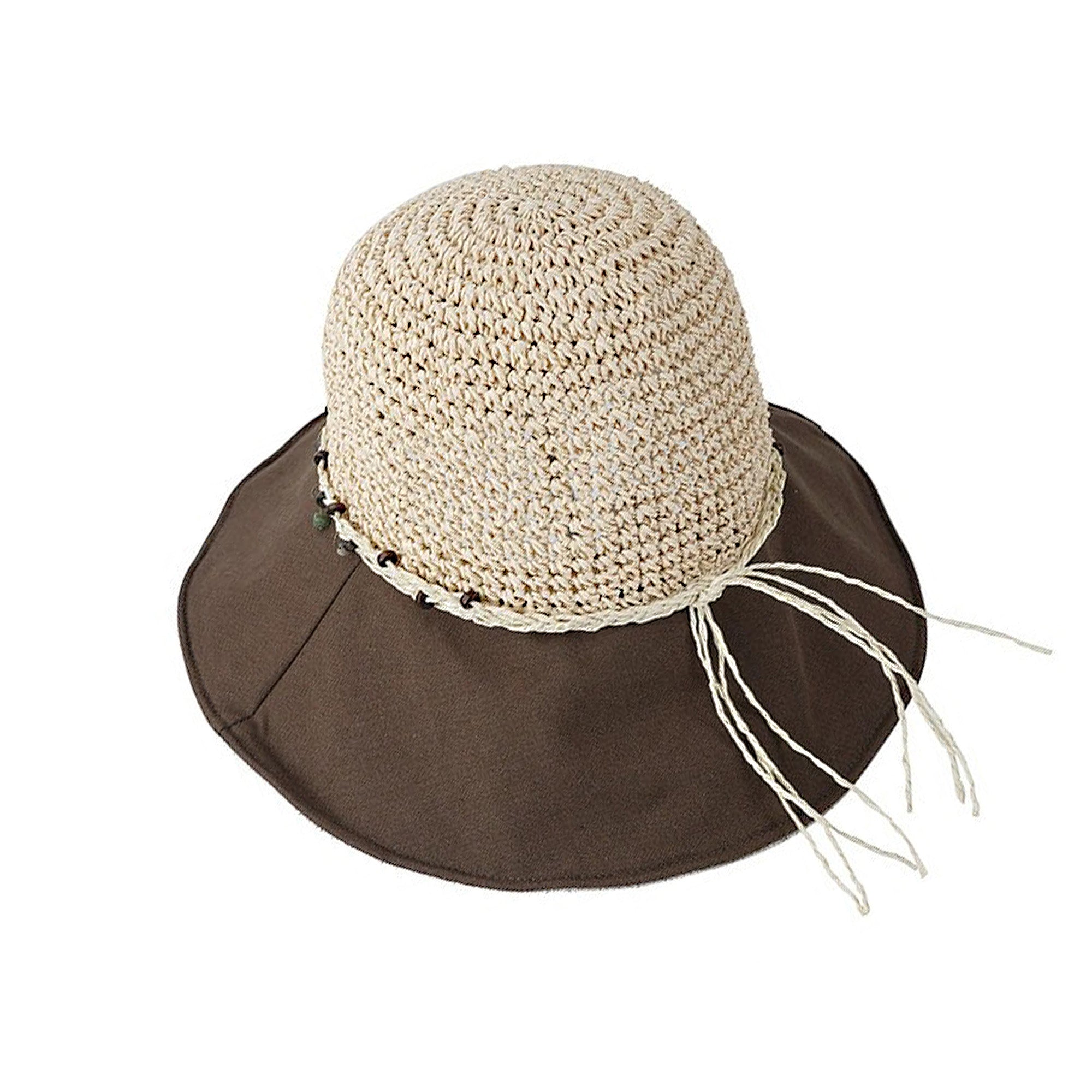 Anna-Kaci Women Wide Brim Straw Sun Hat Breathable Crochet Summer Hat with Decorative Band
