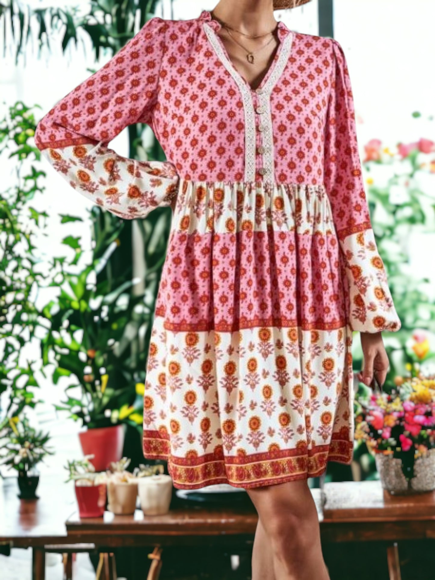 Floral Pattern Boho Dress