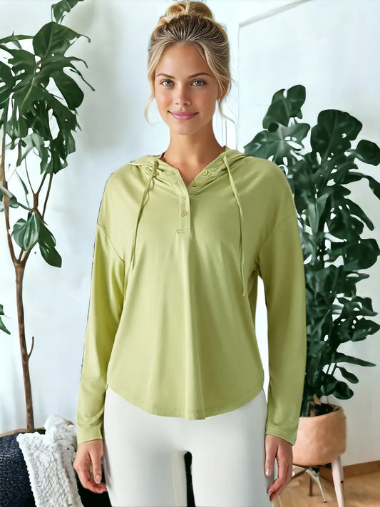 Chaqueta de yoga informal de manga larga, holgada y transpirable