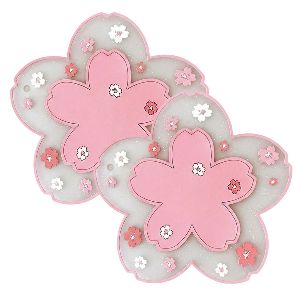 Anna-Kaci 2-PC Cherry Blossom Flower Shaped Decorative Coaster Mat
