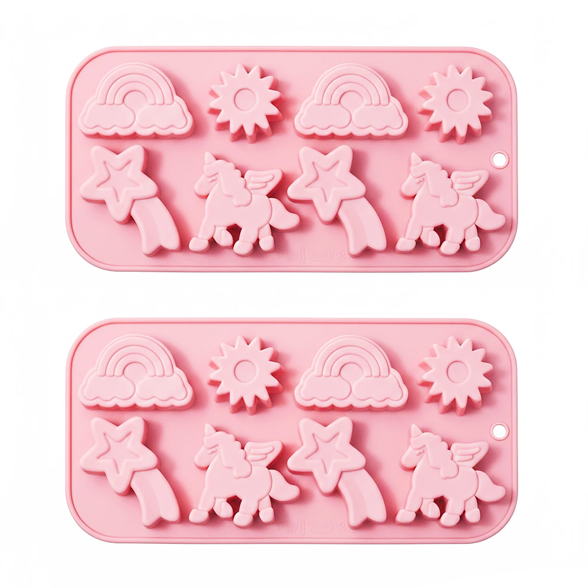 Anna-Kaci 2-Piece Rainbow and Unicorn Silicone Baking Mold Set Nonstick Flexible Candy Dessert Mold