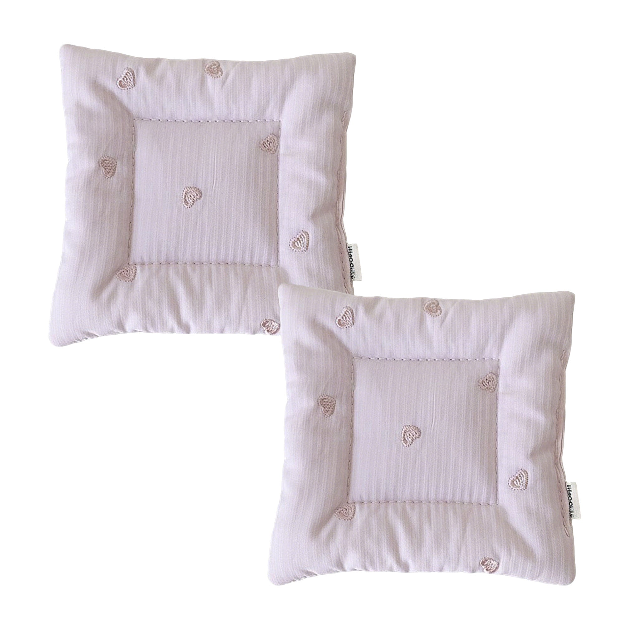 Anna-Kaci 2-PC Square Fabric Cup Coaster with Soft Padded Design and Subtle Heart Embroidery