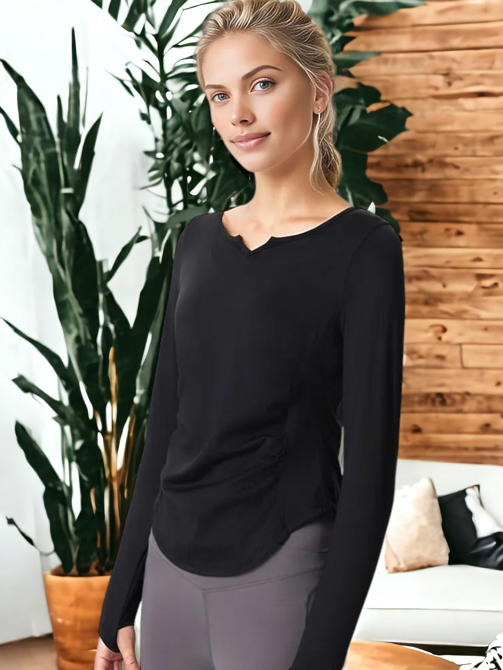 Sudadera de yoga de manga larga, holgada, ajustada y de secado rápido