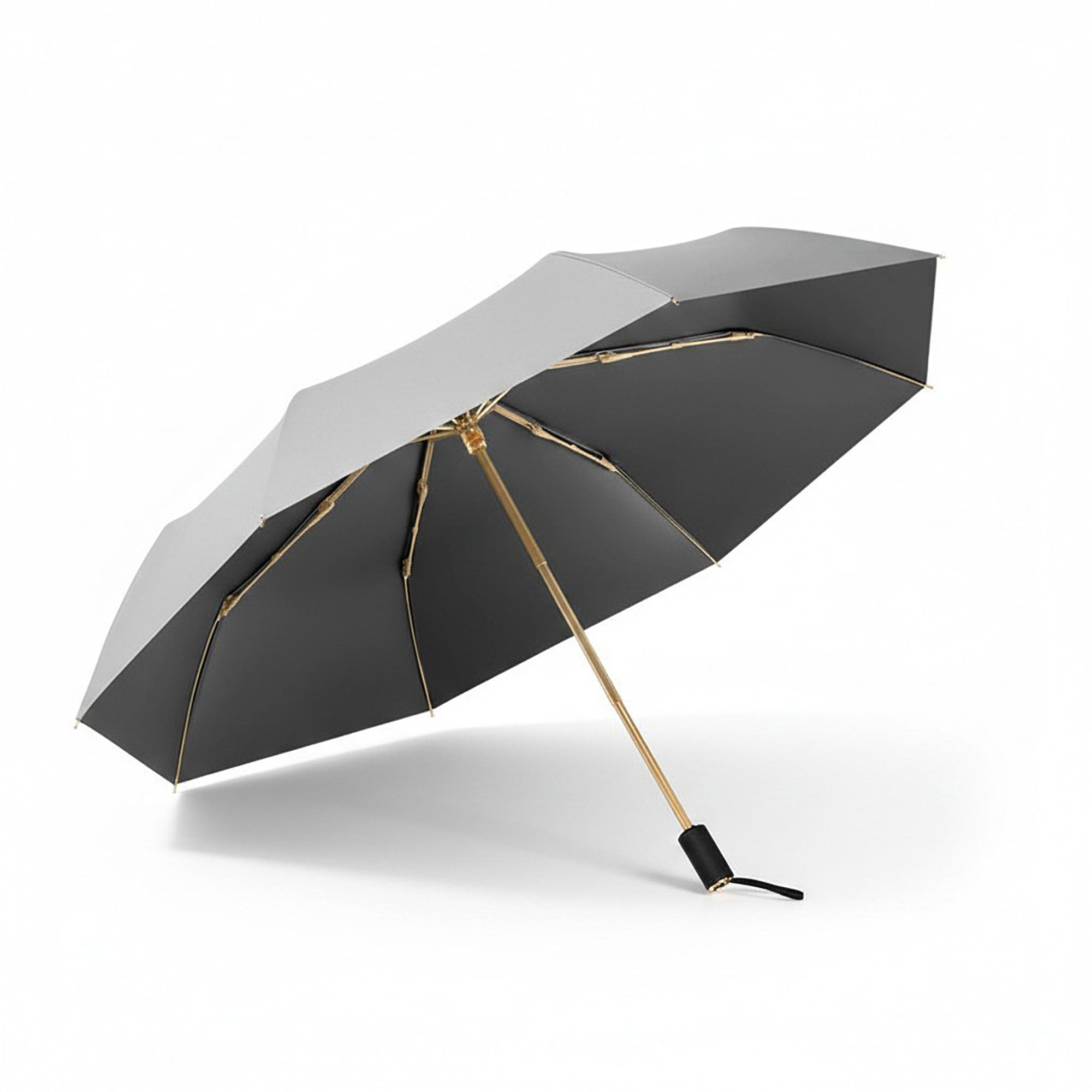 Anna-Kaci Compact Folding Umbrella with Two Tone Canopy Wind Resistant Frame and Wrist Strap Handle