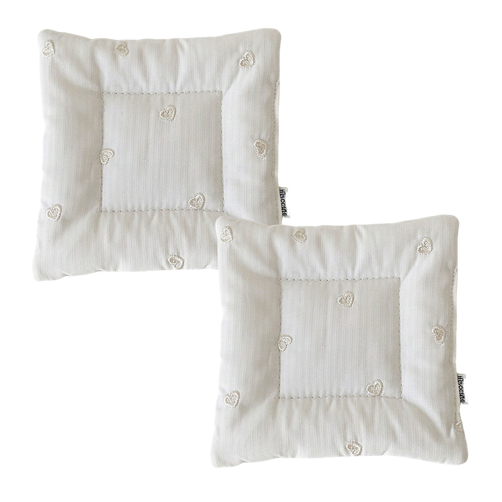 Anna-Kaci 2-PC Square Fabric Cup Coaster with Soft Padded Design and Subtle Heart Embroidery