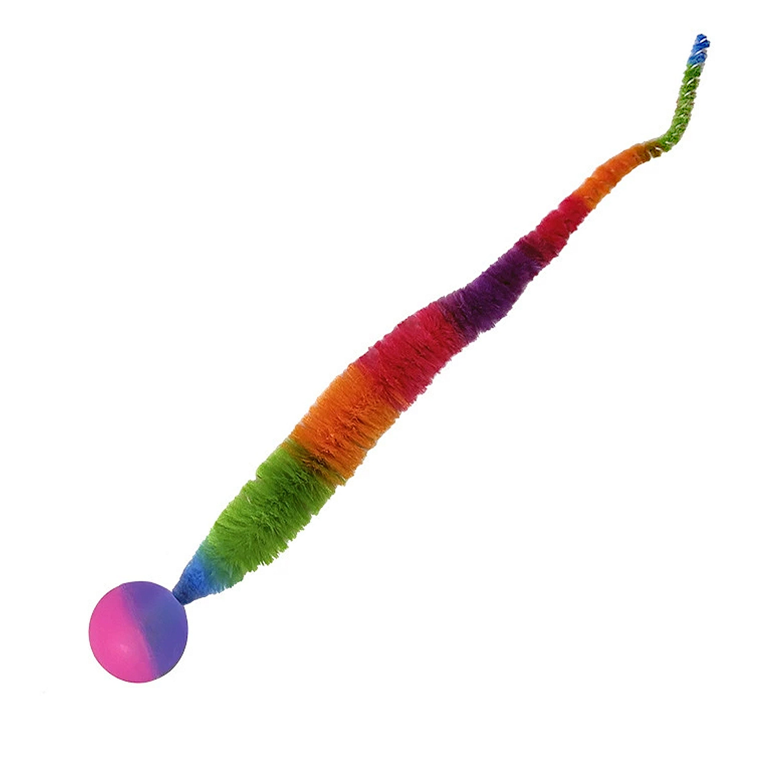 Anna-Kaci Interactive Bouncy Ball with Tail for Cat Fuzzy Worm Fetch Toy for Bored Indoor Adult Cats and Kitties