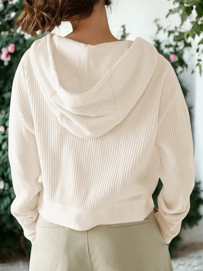 Waffle Knit Button Neck Jacket