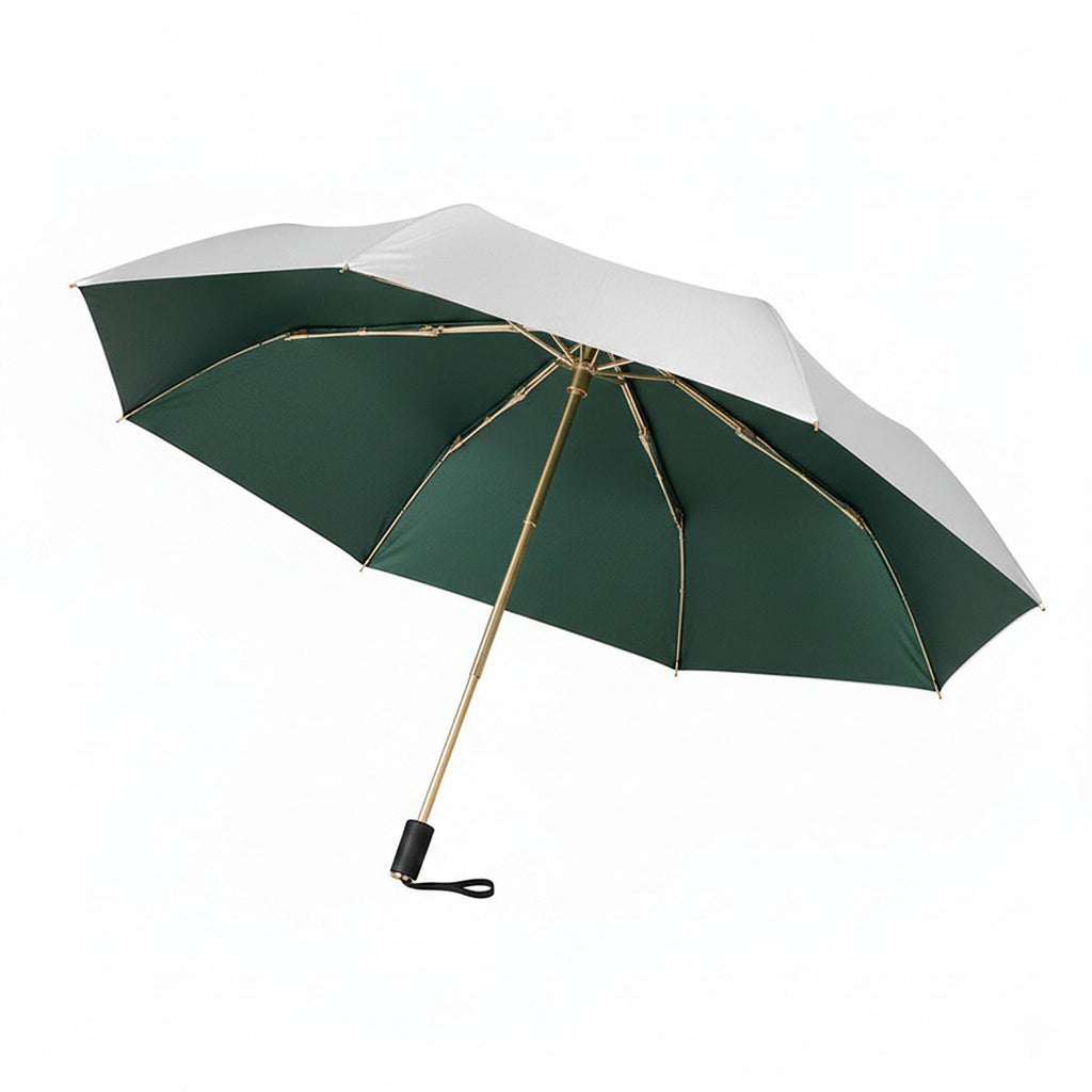 Anna-Kaci Compact Folding Umbrella with Two Tone Canopy Wind Resistant Frame and Wrist Strap Handle