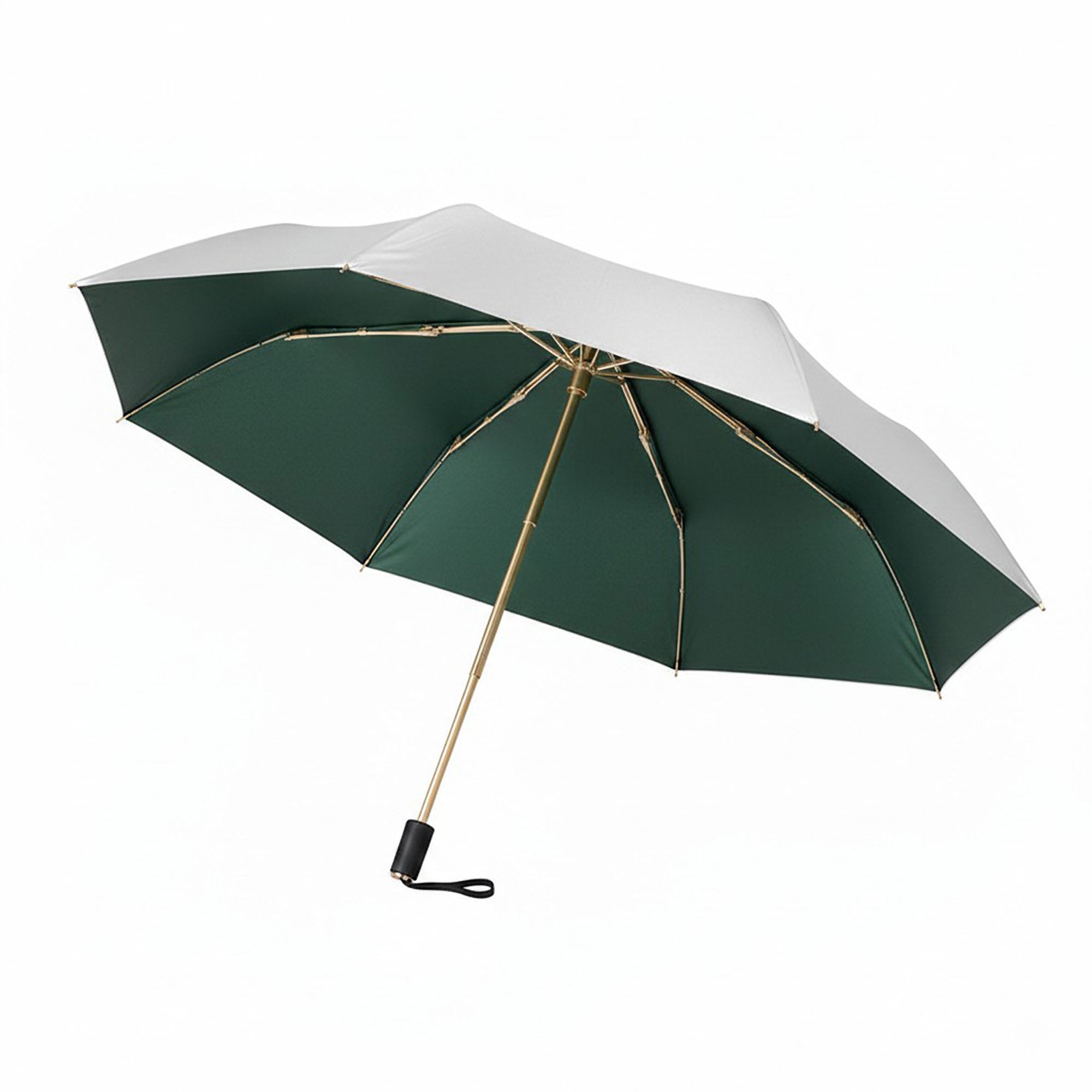 Anna-Kaci Compact Folding Umbrella with Two Tone Canopy Wind Resistant Frame and Wrist Strap Handle