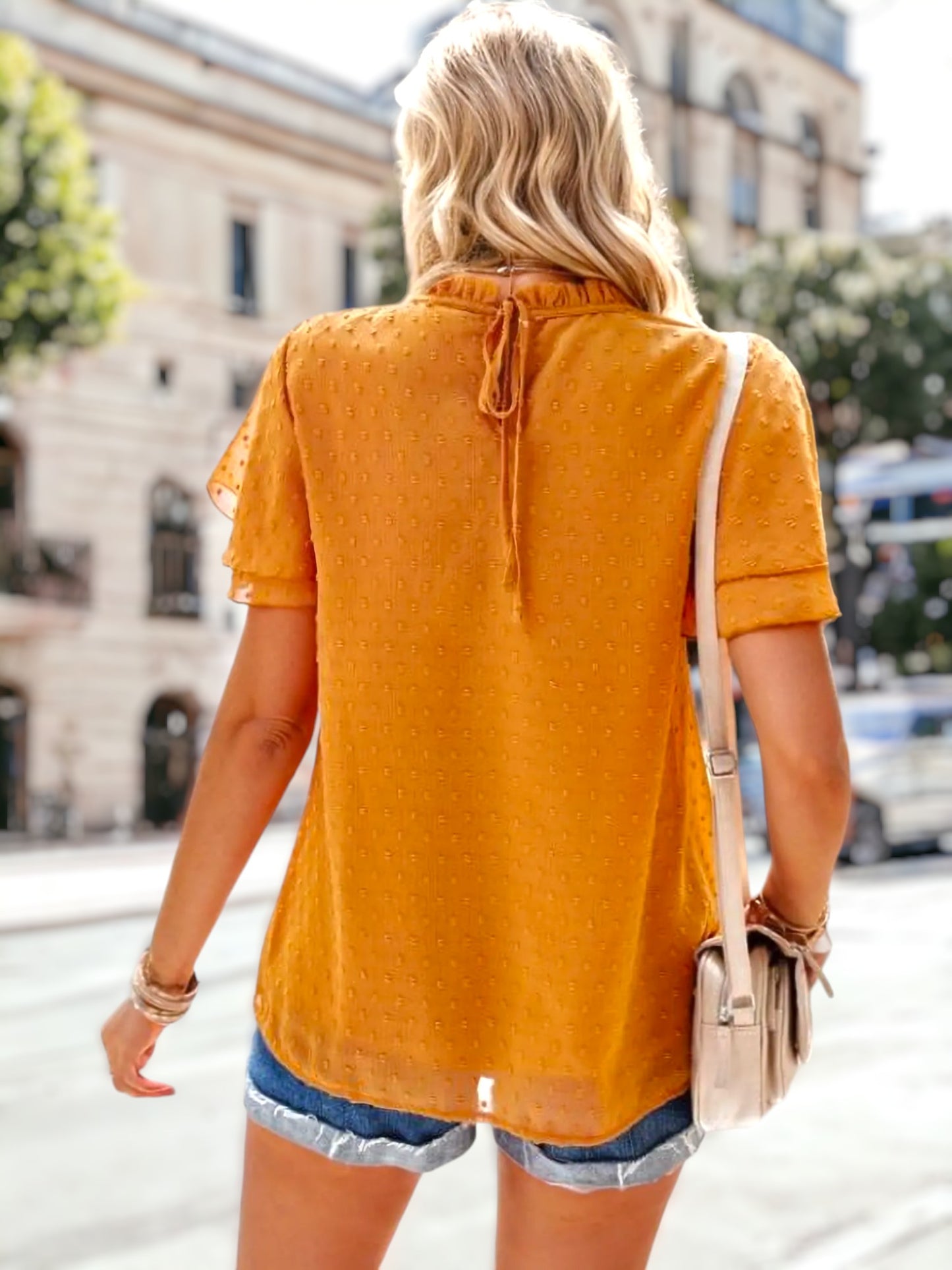 Shirred Lace Detail Blouse