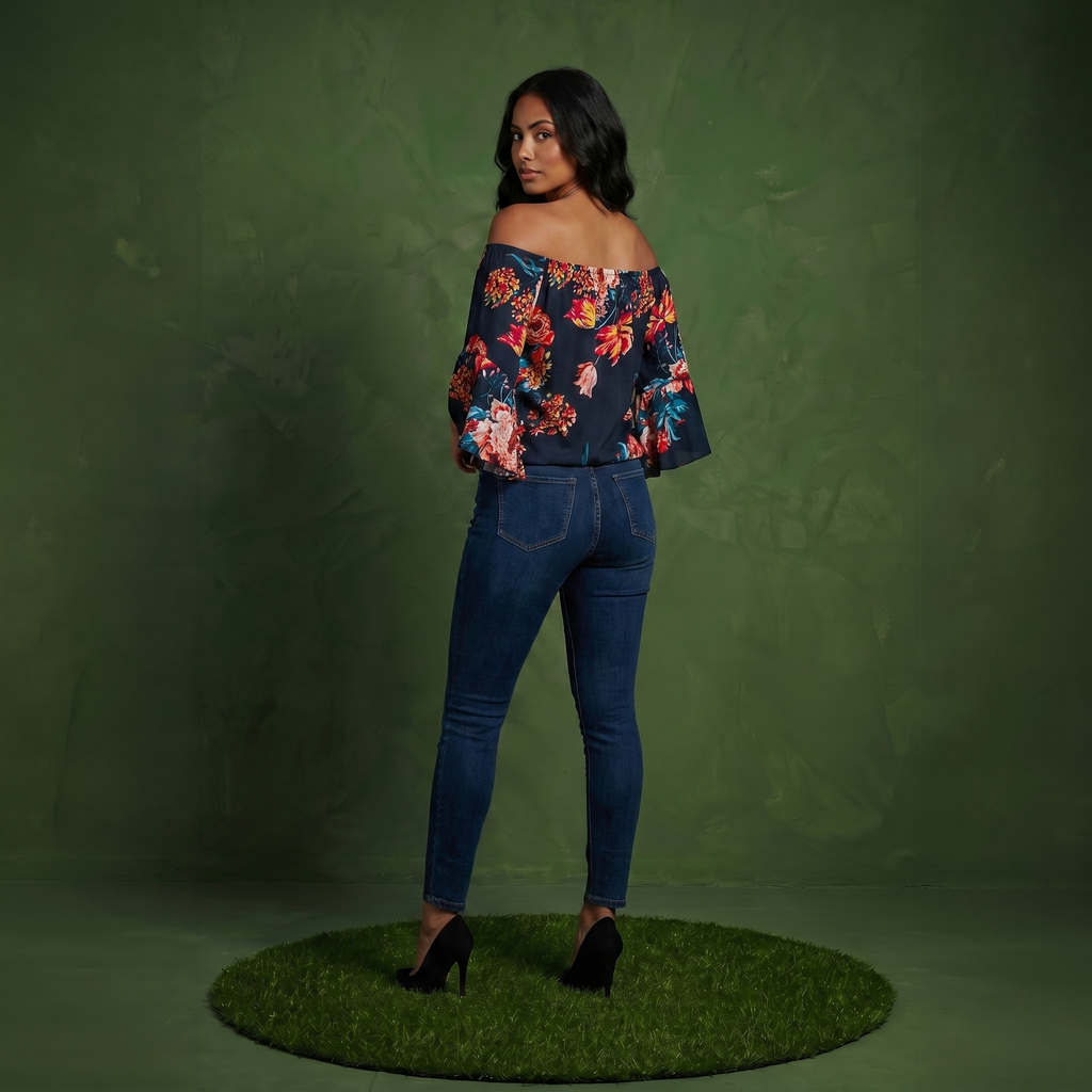 Trumpet Sleeve Tie-Front Blouse