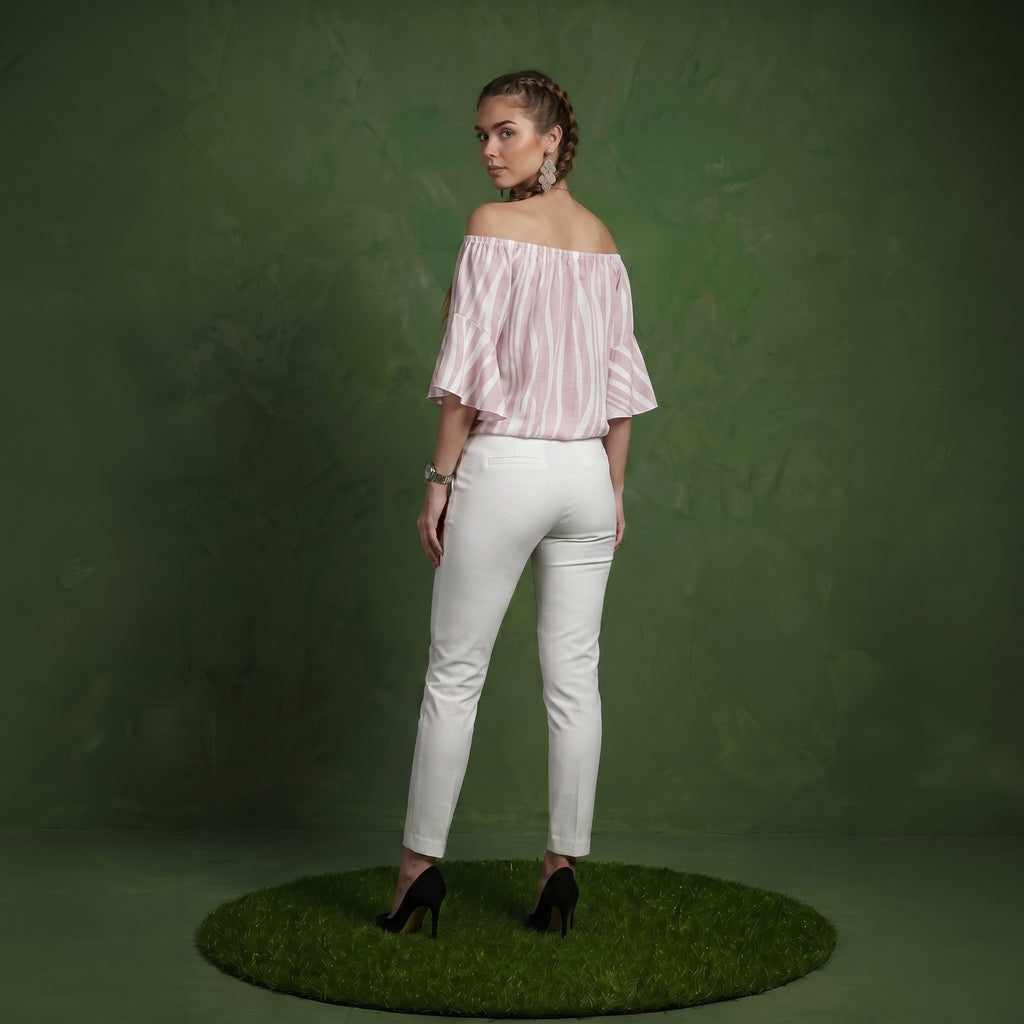 Trumpet Sleeve Tie-Front Blouse