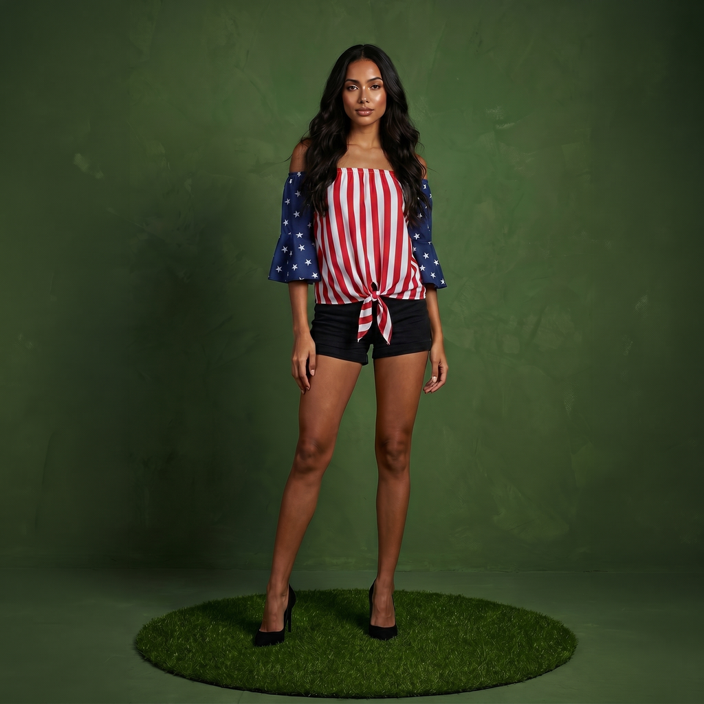Trumpet Sleeve Tie-Front Blouse