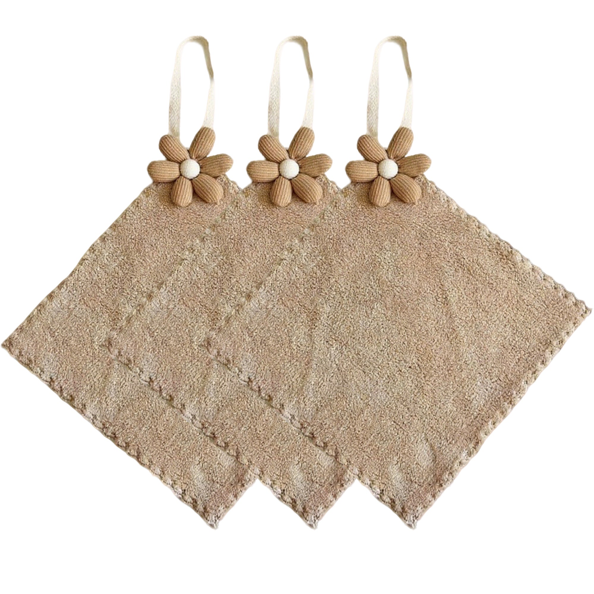 Anna-Kaci Soft Absorbent Hanging Washcloths 3 Pack Reusable Textured Cleaning Cloths