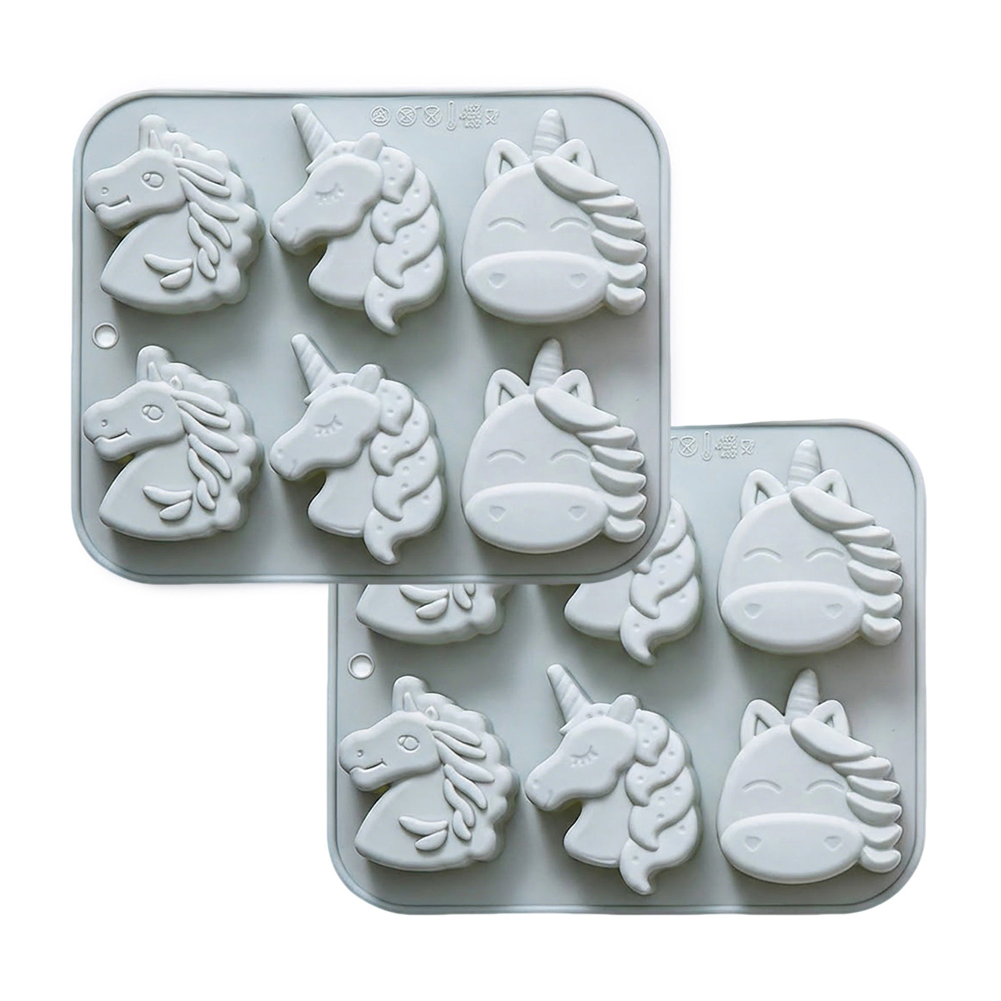 Anna-Kaci 2-Piece Unicorn Silicone Baking Mold Set Nonstick Flexible Chocolate Candy Dessert Mold