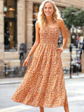 Strapless Shirred Floral Dress