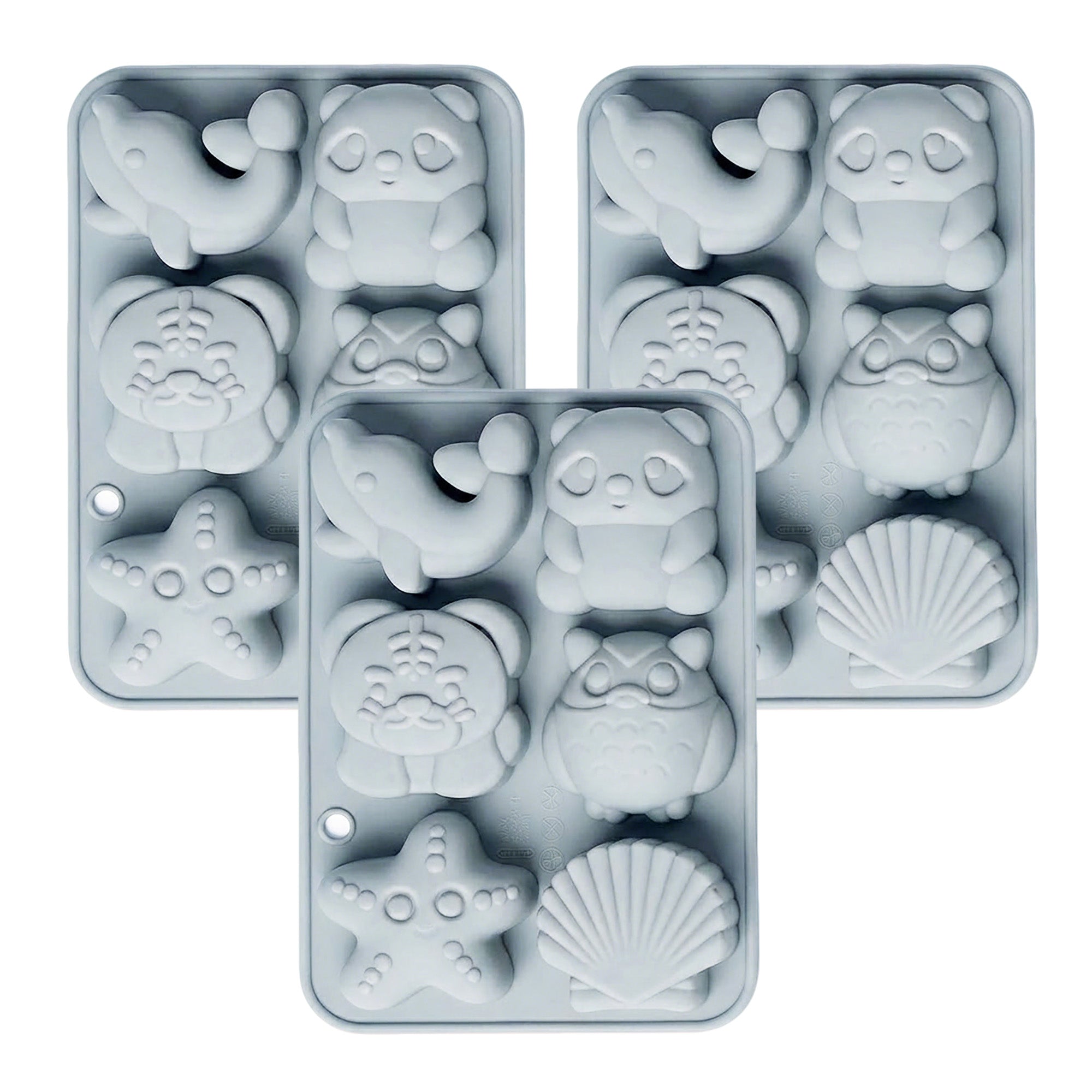 Anna-Kaci 3-Piece Animal and Ocean Silicone Baking Mold Set Nonstick Flexible Chocolate Candy Mold