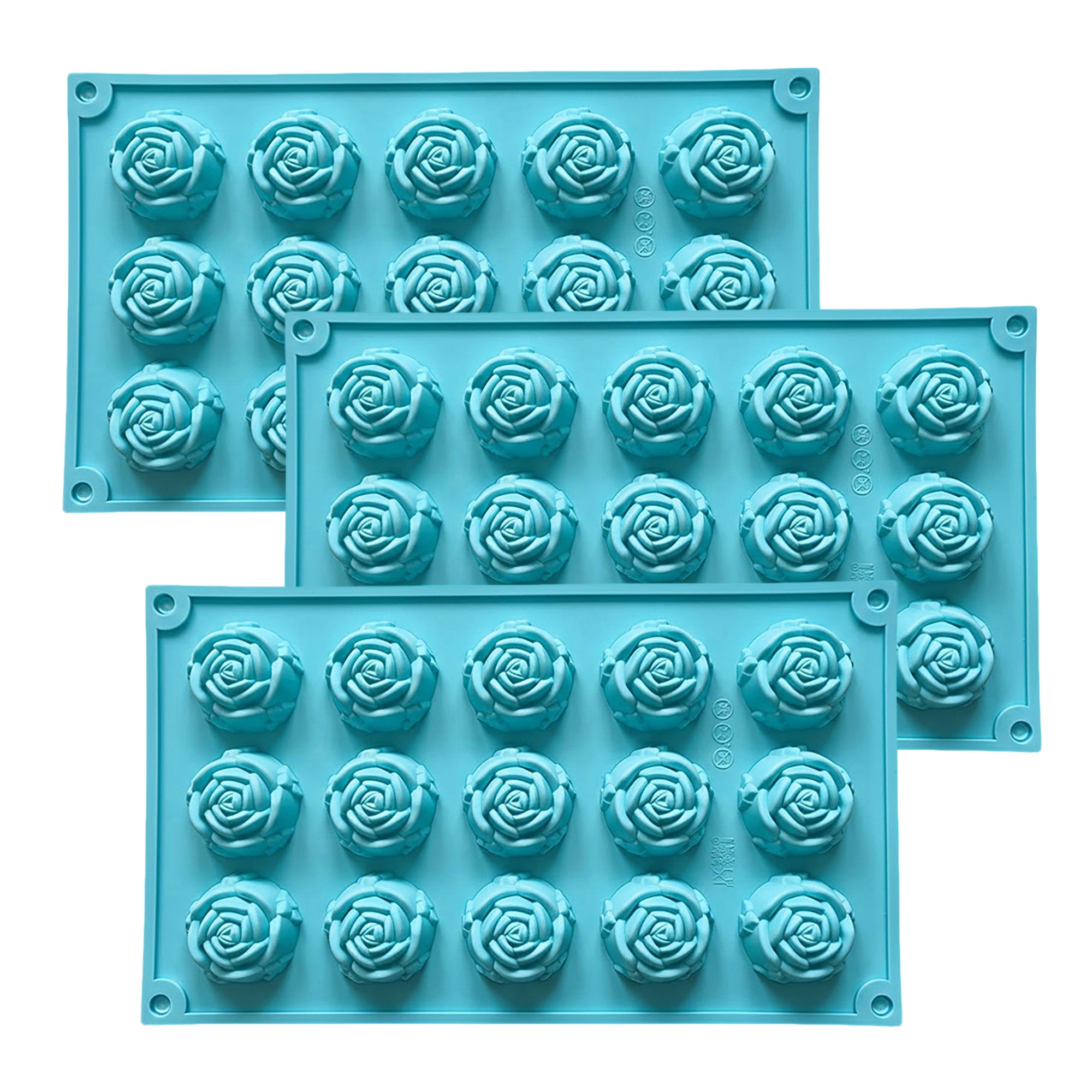 Anna-Kaci 3-Piece Rose Flower Silicone Baking Mold Set Mini Round Cake Chocolate Candy Soap Mold