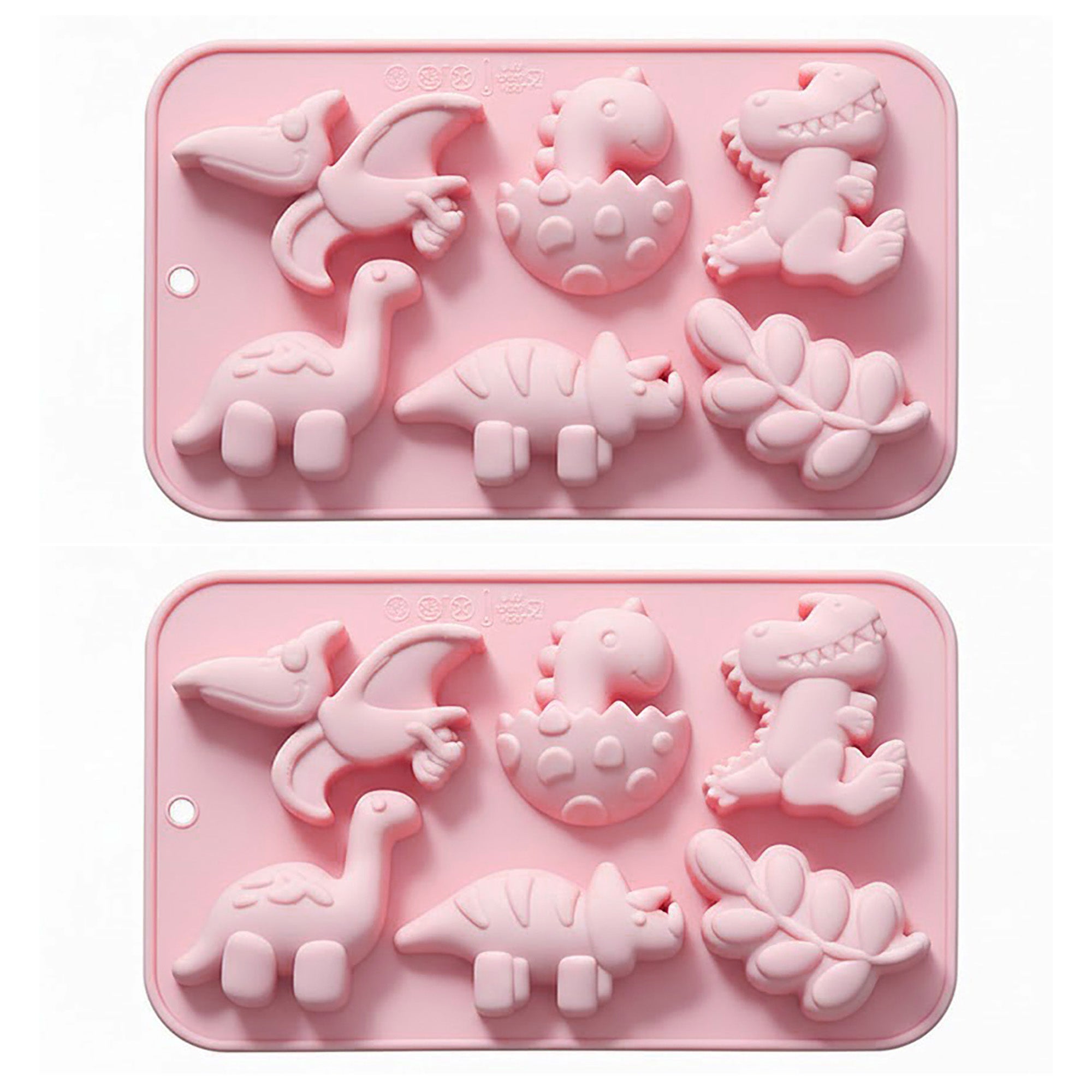 Anna-Kaci 2-Piece Dinosaur Silicone Baking Mold Set Nonstick Flexible Chocolate Candy Dessert Mold