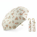 Anna-Kaci Floral Print Compact Umbrella with Curved Gold Handle