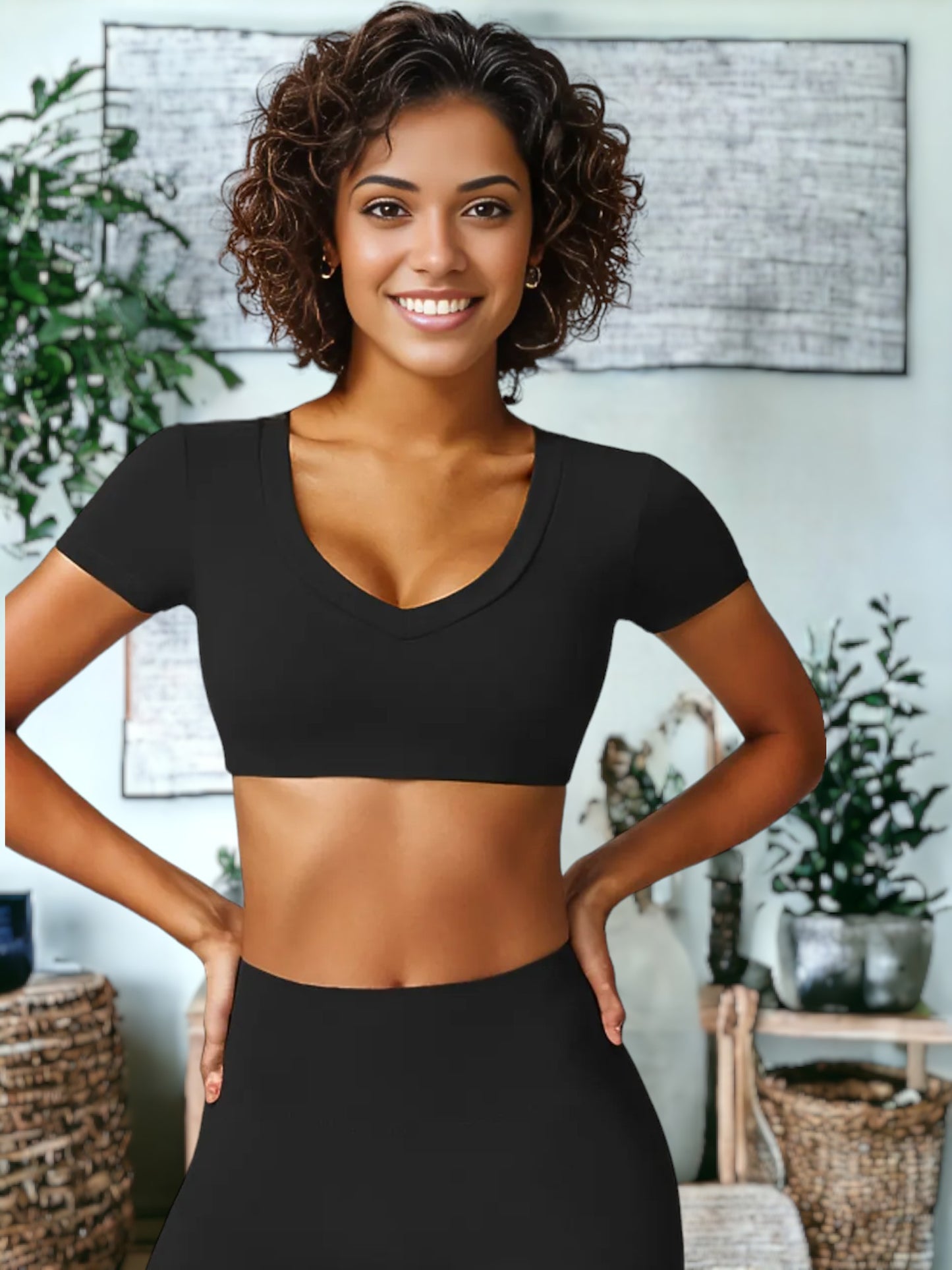 Ropa de yoga ajustada de manga corta
