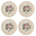 Anna-Kaci 4-PC Round Lace Embroidered Coaster Floral Decorative Table Protector
