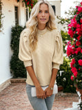 Textured Knit Puff Sleeve Sweater