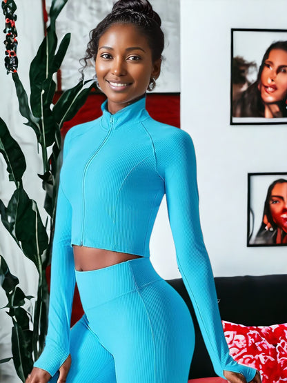 Threaded Quick-Drying Long-Sleeved Yoga Jacket