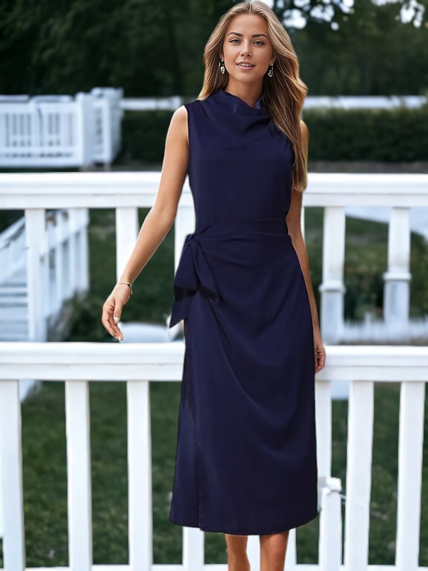 Sleeveless Fit Flare Tie Dress