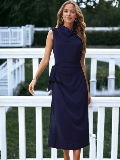 Sleeveless Fit Flare Tie Dress