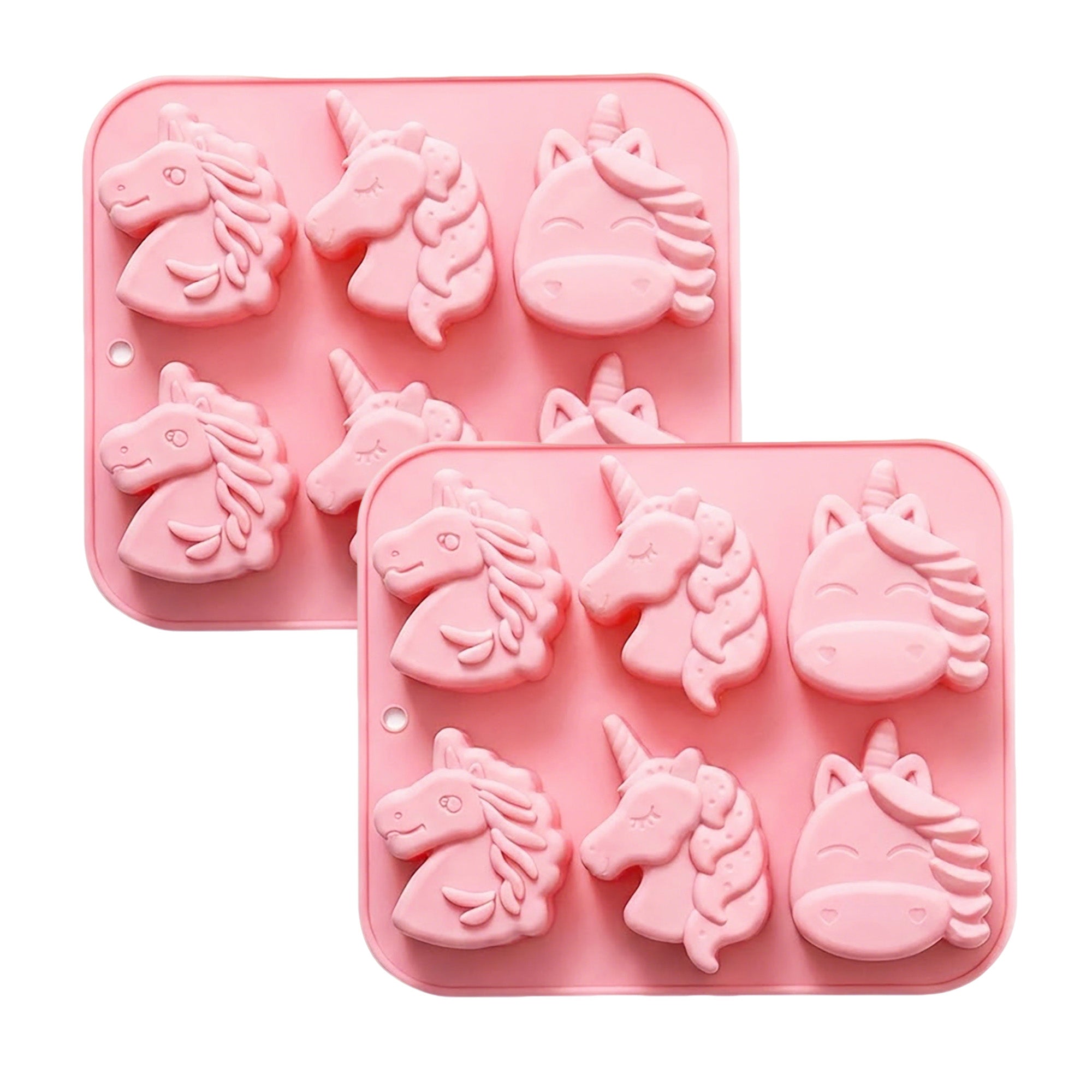 Anna-Kaci 2-Piece Unicorn Silicone Baking Mold Set Nonstick Flexible Chocolate Candy Dessert Mold
