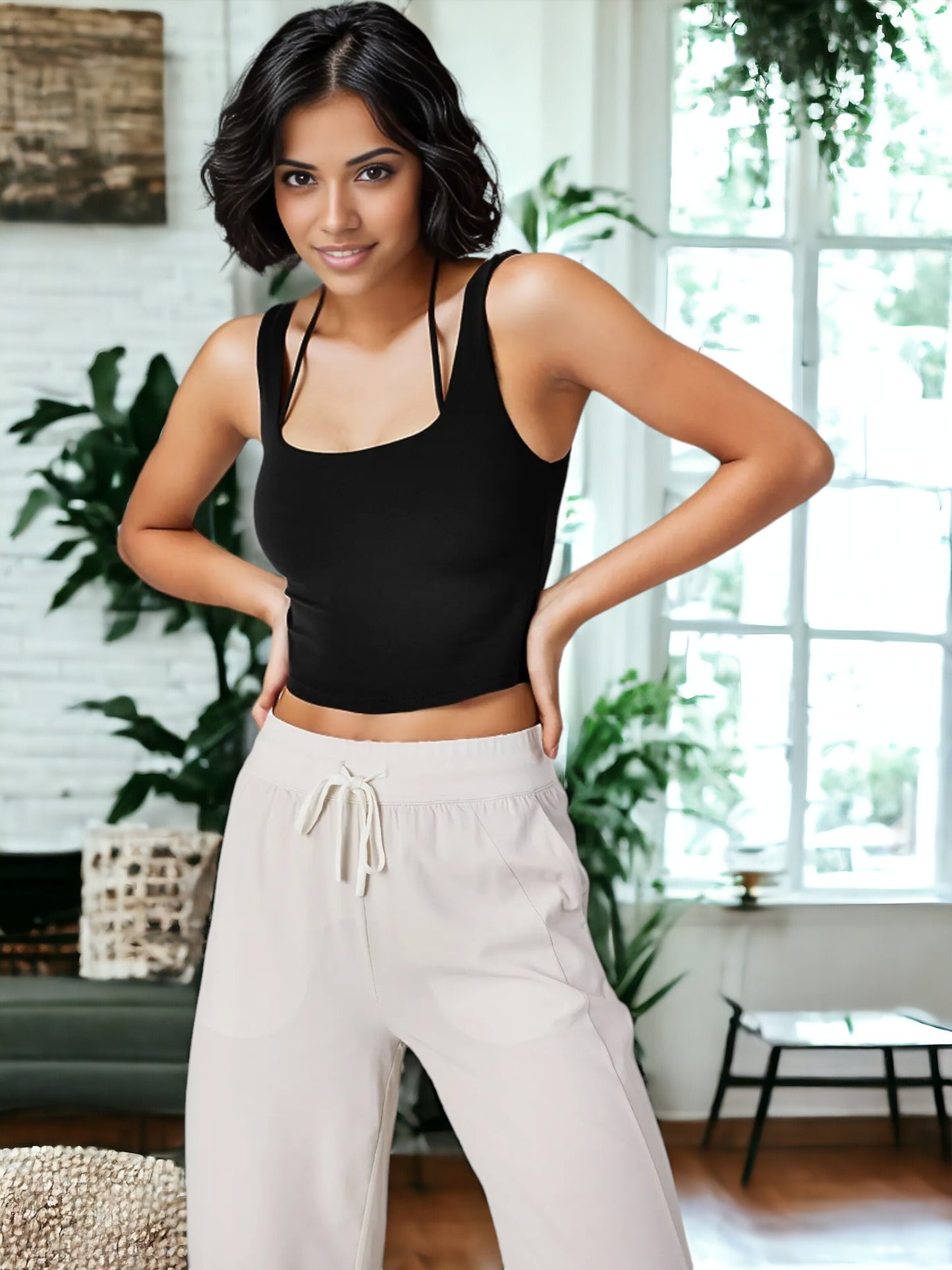Sujetador deportivo de yoga de dos piezas con cuello halter