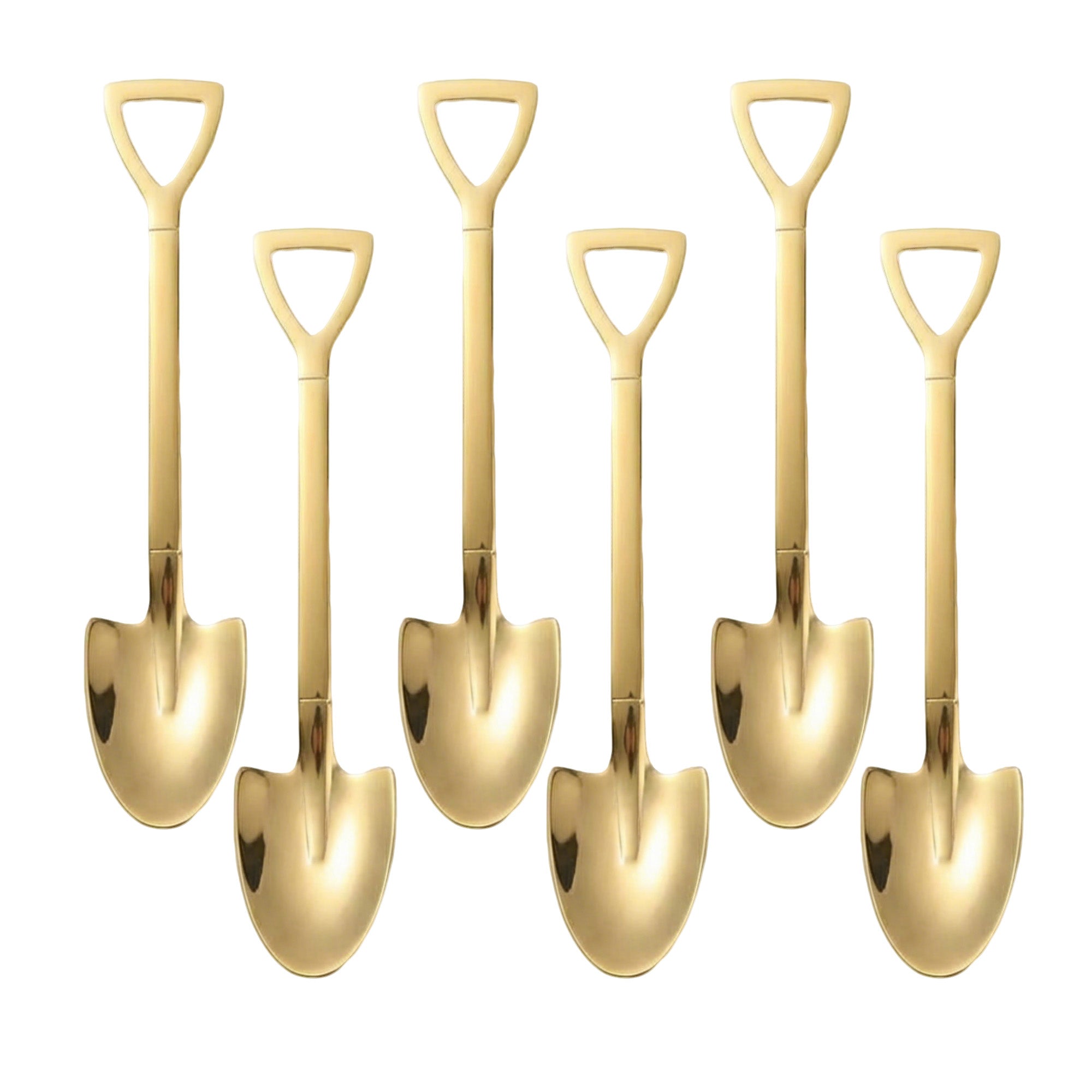 Anna-Kaci 6-Piece Mini Shovel Dessert Spoon Set with Stainless Steel Garden Tool Design