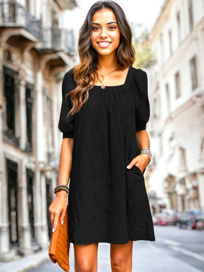 Square Neck Eyelet Dress