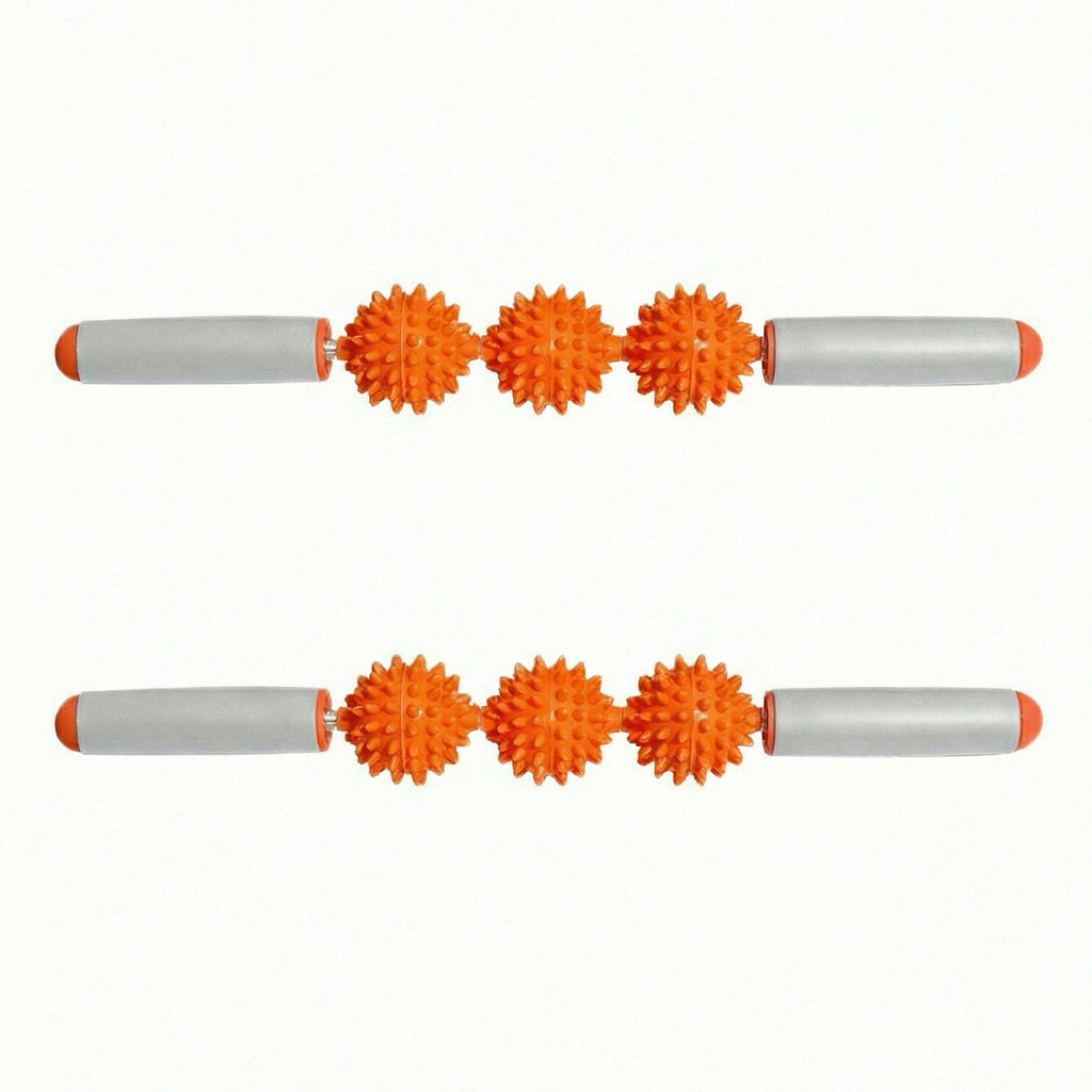 2-PC Handheld Massage Roller with Textured Therapy Balls for Deep Tissue Relief