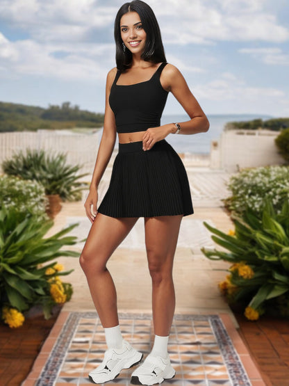 Women's Square Neck Crop Top with Stretch Fit and Ruched Sides