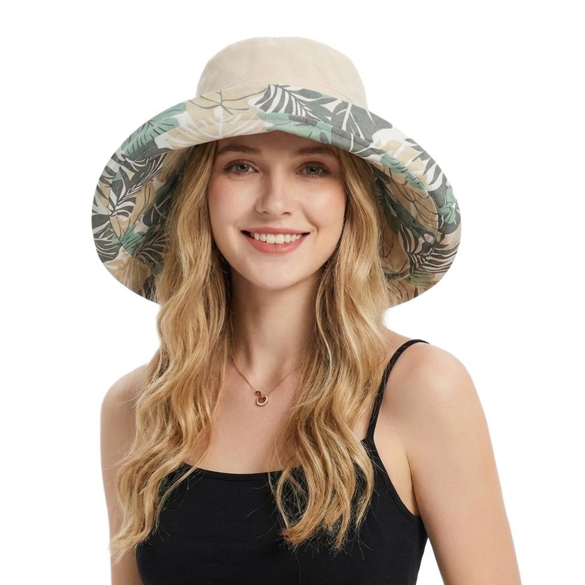 Anna-Kaci Women's Reversible Floral Bucket Hat Wide Brim Sun Hat UV Protection Beach Travel Cap