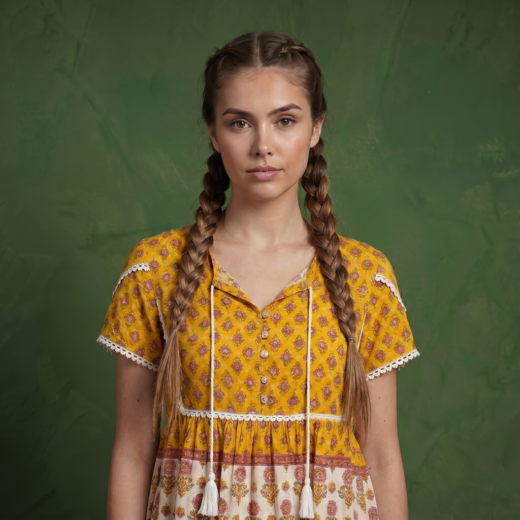 Blusa bohemia con flores y ribetes de crochet