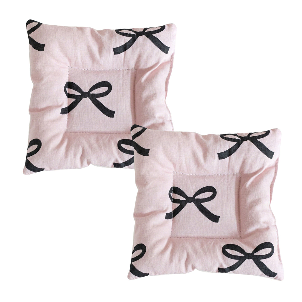 Anna-Kaci 2-PC Quilted Fabric Coaster with Bow Print Decorative Table Protector