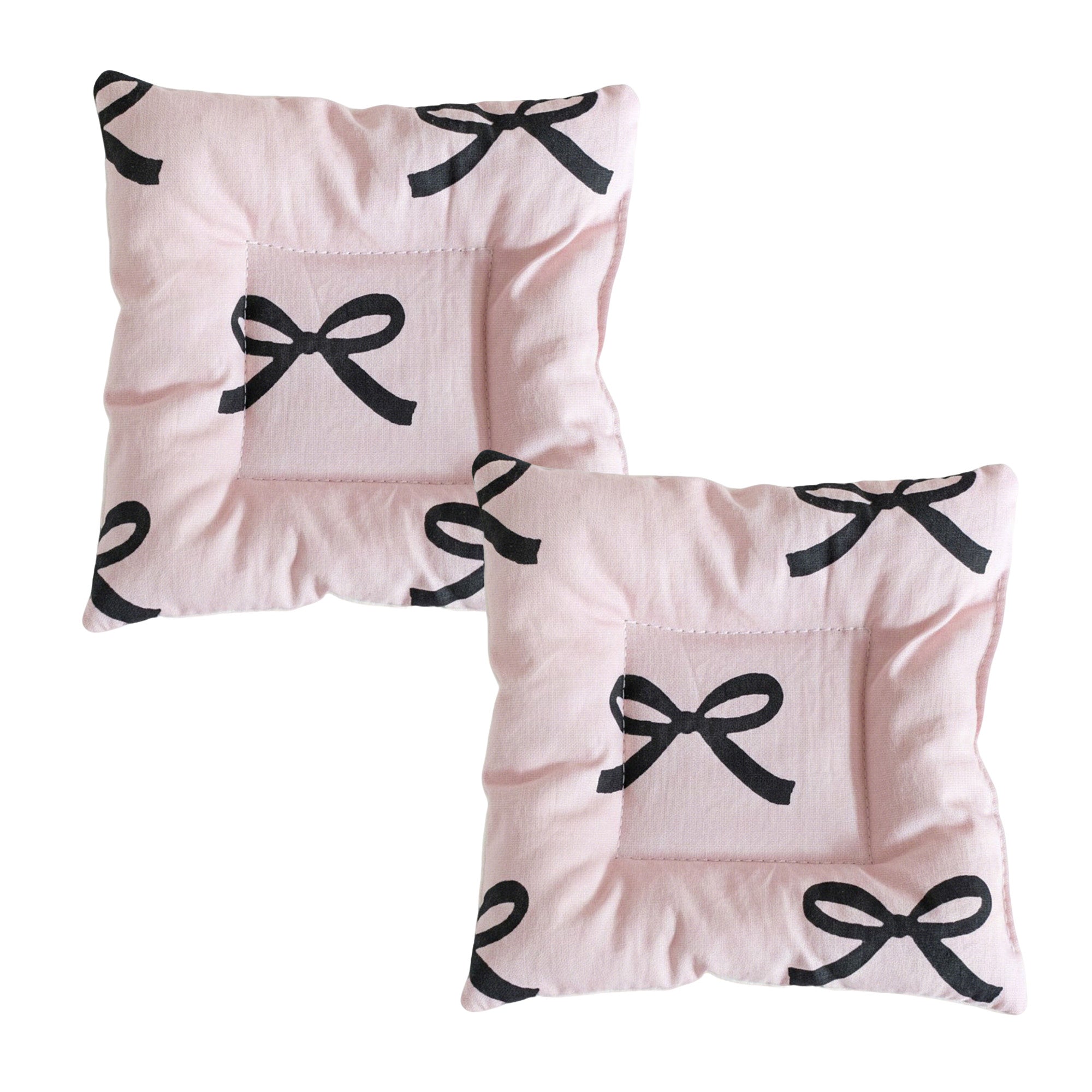 Anna-Kaci 2-PC Quilted Fabric Coaster with Bow Print Decorative Table Protector