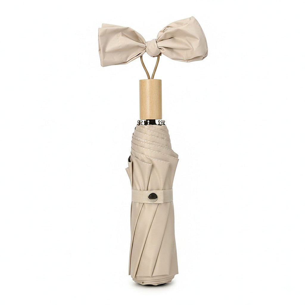 Anna-Kaci Neutral Compact Umbrella with UV Protective Black Interior