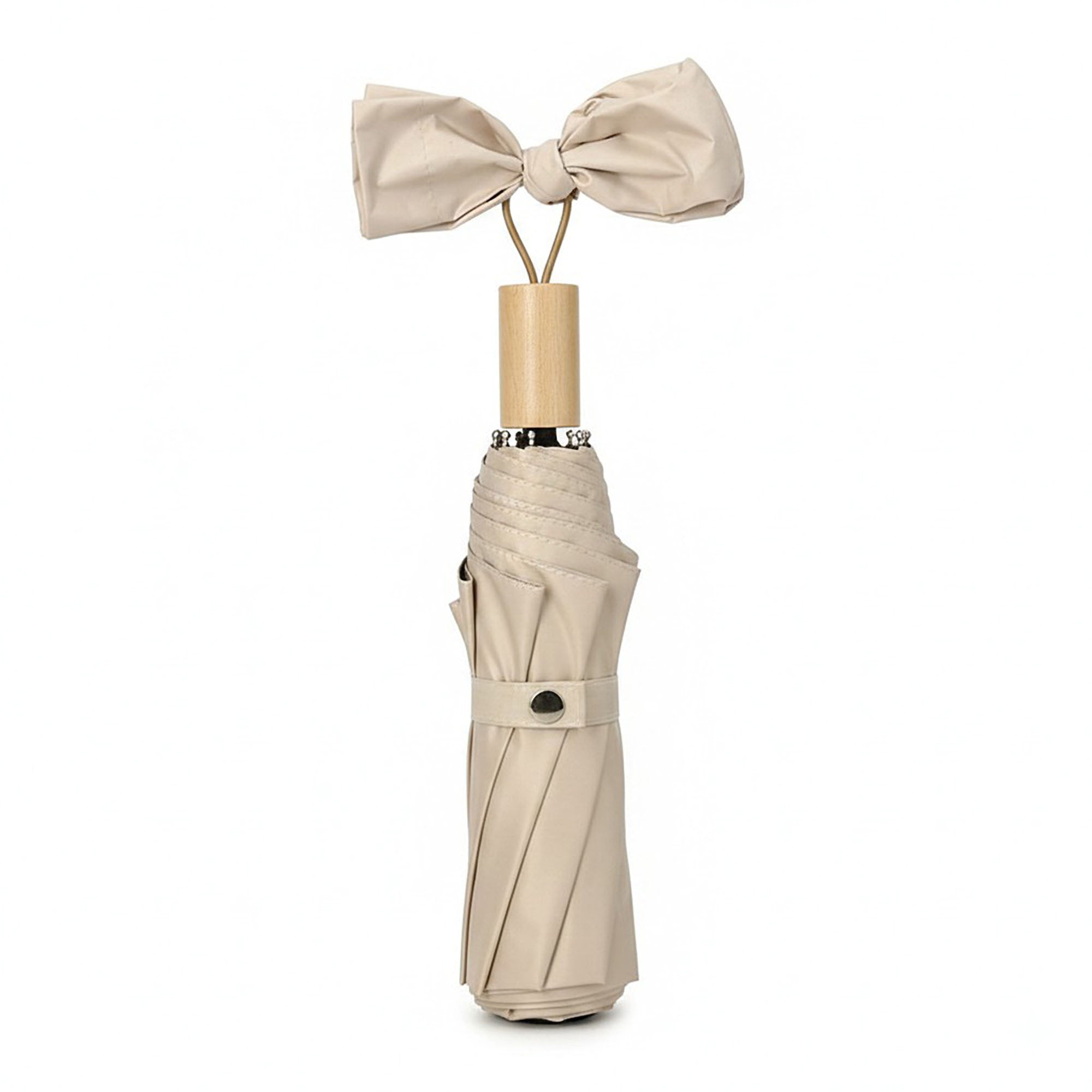 Anna-Kaci Neutral Compact Umbrella with UV Protective Black Interior