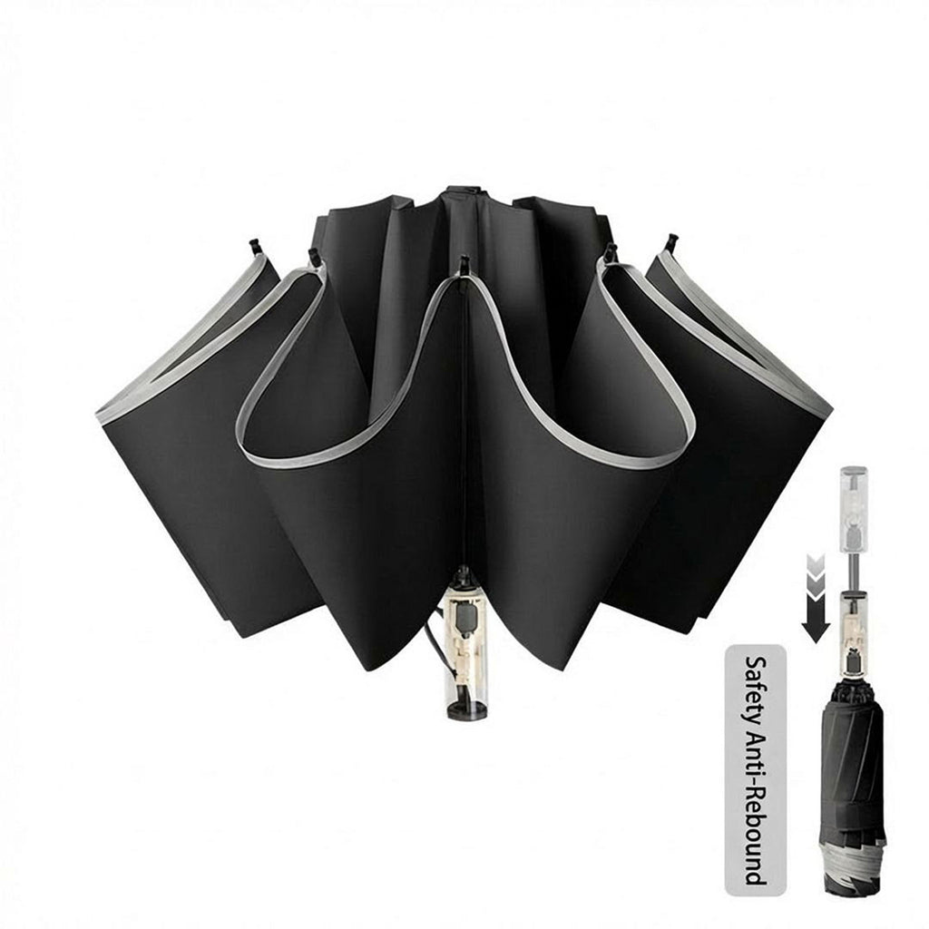 Anna-Kaci Compact Folding Umbrella with Two Tone Canopy Wind Resistant Frame and Automatic Open Handle