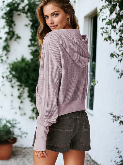 Waffle Knit Button Neck Jacket