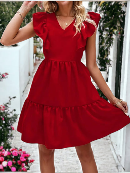 Ruffle Front Tie Back Dress