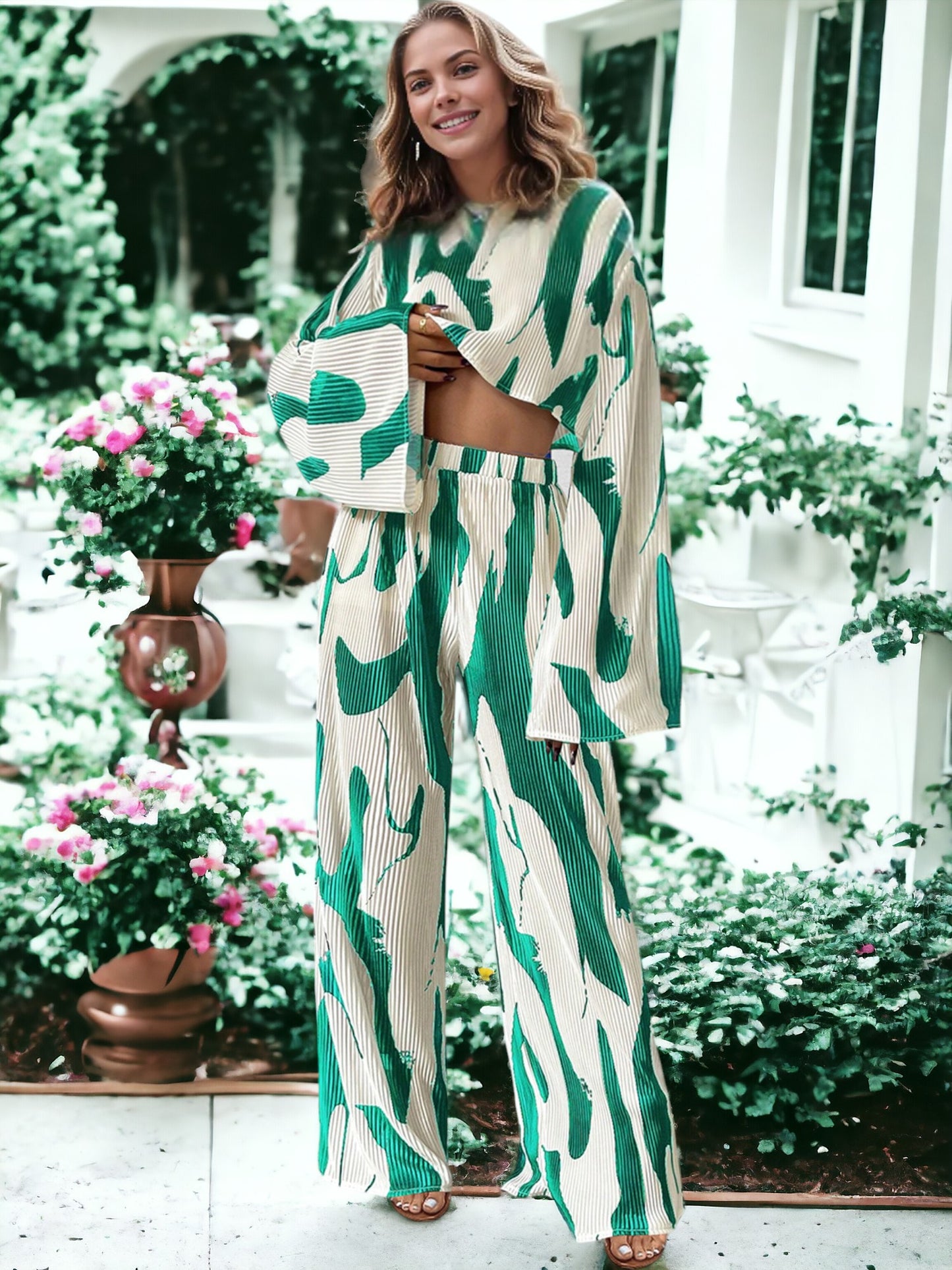 Casual Printed Two-Piece Set Outfit