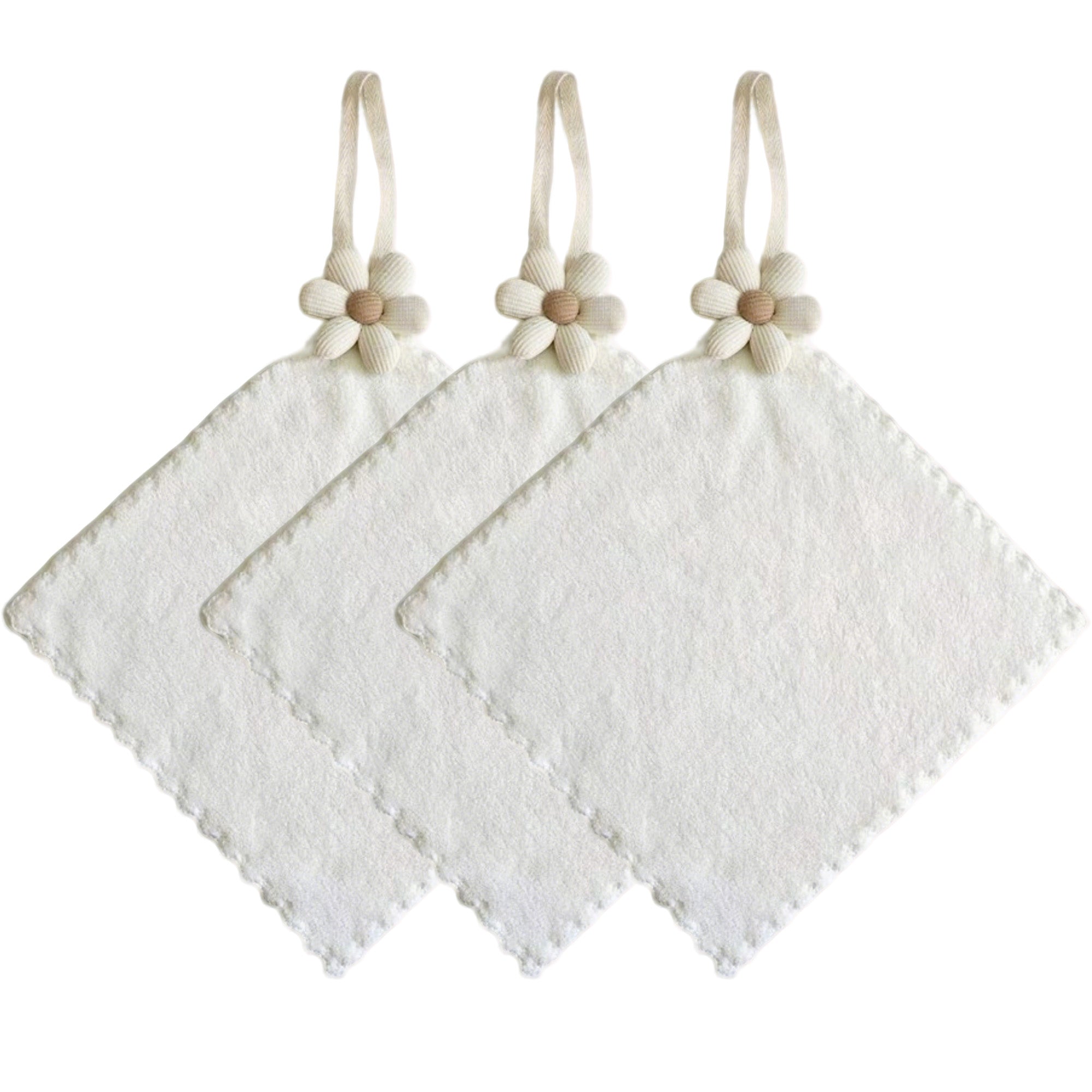 Anna-Kaci Soft Absorbent Hanging Washcloths 3 Pack Reusable Textured Cleaning Cloths