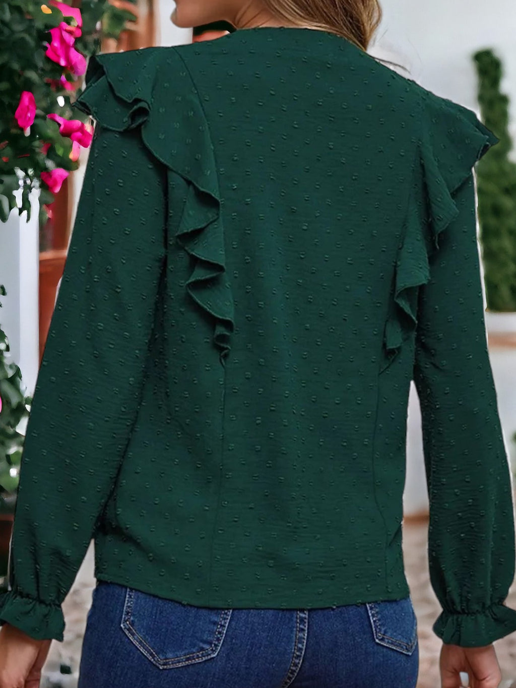 Clip Dot Ruffle Blouse